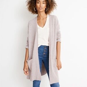 Madewell Kent merino wool long line open front cardigan